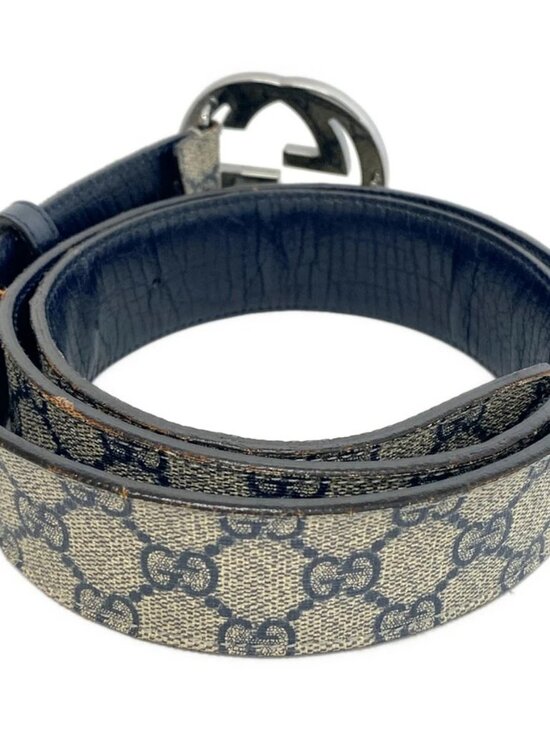 GUCCI Interlocking G 114984 Beige Dark Navy PVC Hardware - Belt main image 15